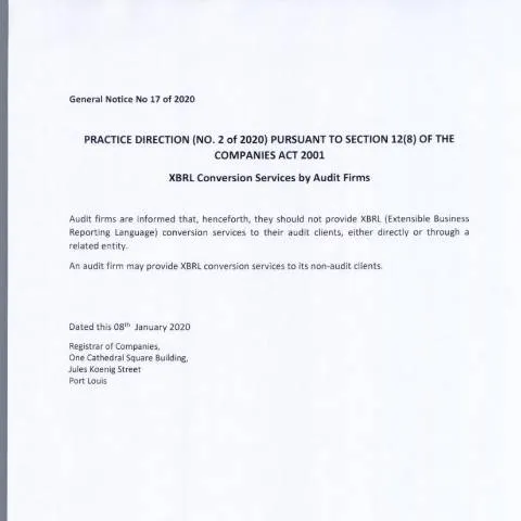 Document preview: The Impact of GN 17 of 2020 on Audit Firms in Mauritius — Government & admin (Companies-GN-17-of-2020)