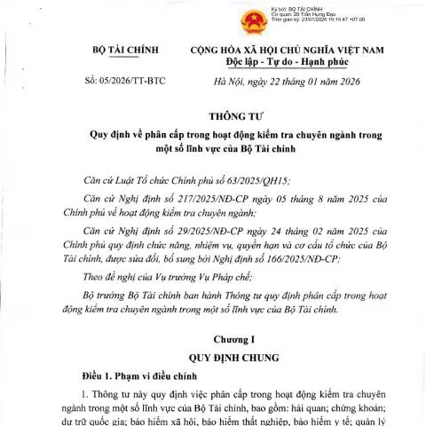 Document preview: Tìm hiểu Thông tư số 05/2026/TT-BTC của Bộ Tài chính — Thuế & tài chính (CERFA n°05/2026/TT-BTC)
