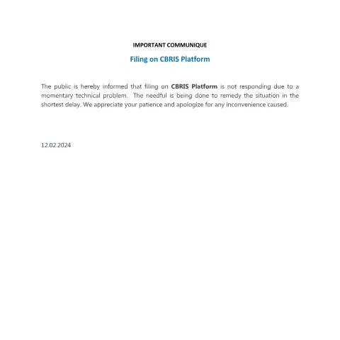 Document preview: Notice of Temporary Disruption to CBRIS Services — Government & admin (IMPORTANT-COMMUNIQUE_CBRIS_12-02-24)