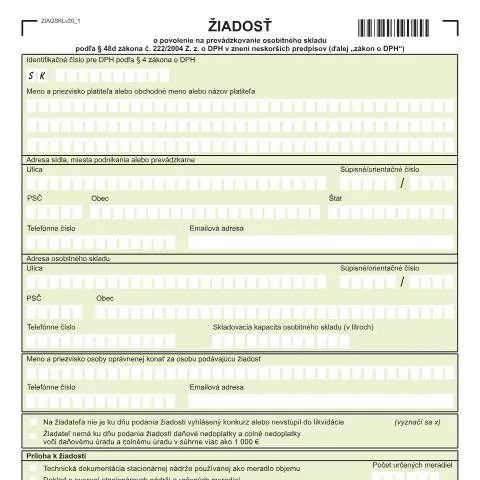 Document preview: Úvod do formulára ZIAOSKLv20 pre osobitné sklady — Administratívne úkony (CERFA n°ZIAOSKLv20)