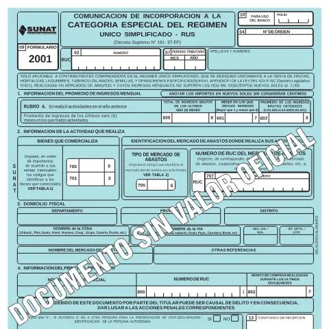 Vista previa del documento Perfil y requisitos para la Categoría Especial del RUS — Trámites administrativos (CERFA n°2001)