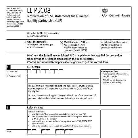 Document preview: Navigating the LL PSC08 Document for LLPs — Legal & justice