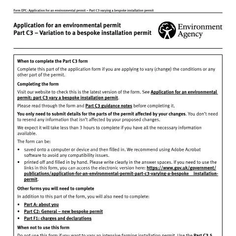 Document preview: How to Vary Your Bespoke Installation Environmental Permit — Government & admin