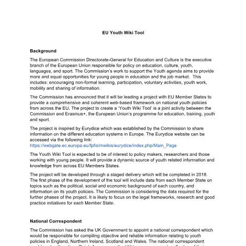 Document preview: Understanding the EU Youth Wiki Tool and Its Importance — Government & admin