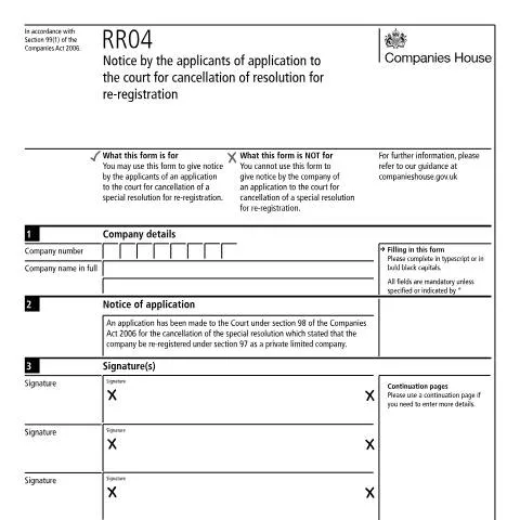 Document preview: Understanding the Court Application Notice for Re-Registration — Government & admin