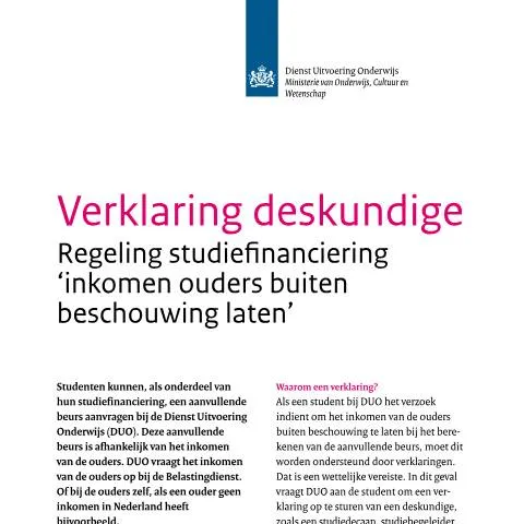 Documentvoorvertoning: De Rol van de Verklaring deskundige bij Studiefinanciering — Overheid & administratie