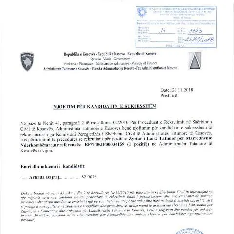 Document preview: Rëndësia e Njoftimit për Kandidatin e Suksesshëm — Punë & punësim