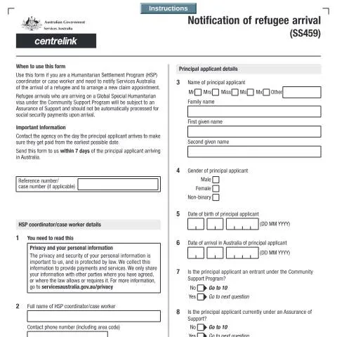 Document preview: Your Guide to the SS459 Notification of Refugee Arrival — Immigration & visas (CERFA n°SS459)