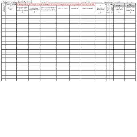 Document preview: Guide to Schedule B (Form s02_sch_b) in Jamaica: Employee Benefits — Taxes (CERFA n°s02_sch_b)