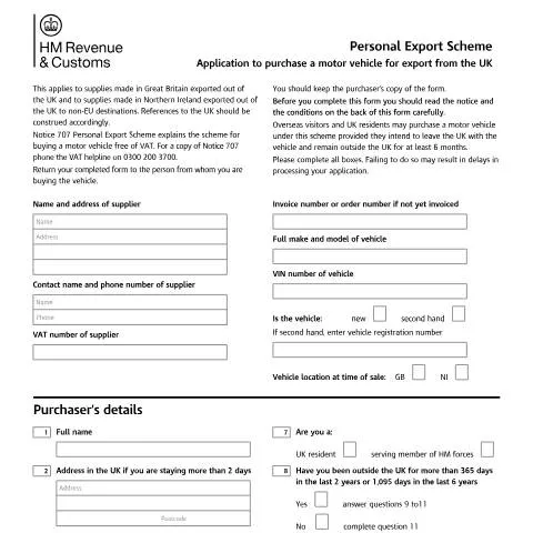 Document preview: How to Purchase Motor Vehicles VAT-Free for Export from UK — Taxes