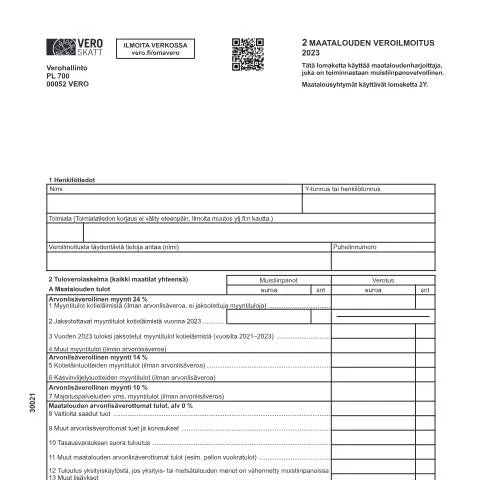Document preview: Maatalouden veroilmoitus (3002): Täyttöopas — Verot & verotus (CERFA n°Vero 3002)