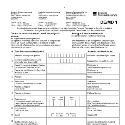 Dokumentvorschau: Versichertenrente beantragen mit dem offiziellen Formular E8800 — Rente & Pension (E8800)