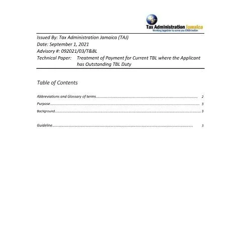 Document preview: Official Technical Advisory on Payment Treatment for Current Trade and — Taxes (CERFA n°Technical+Advisory+-+Treatment+of+Payment+of+Current+TBL+where+Applicant+has+OS+TBLD+Final)