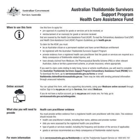 Document preview: Navigating Health Care Assistance for Thalidomide Survivors — Health (CERFA n°PB300)
