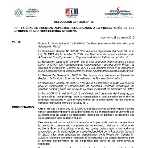 Vista previa del documento Procedimientos y requisitos en auditoría externa impositiva Paraguay — Impuestos