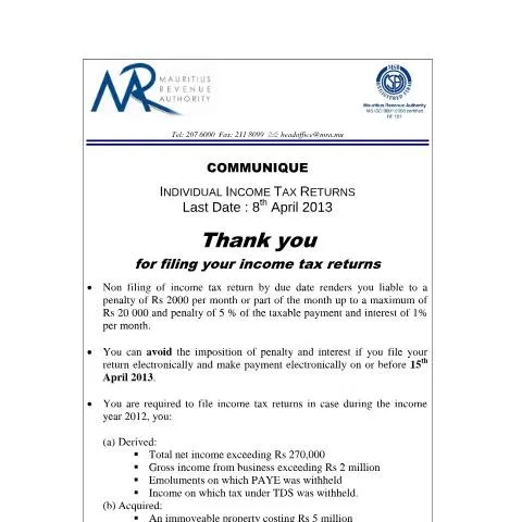 Document preview: Understanding the Importance of Your Income Tax Return — Taxes (CERFA n°ThankYou2013)
