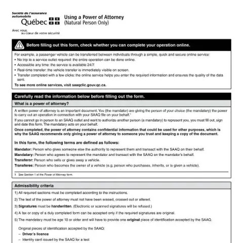 Document preview: Authorize a Representative for Vehicle Matters with Form 5498A (English / French) — Vehicle & driving (5498A)