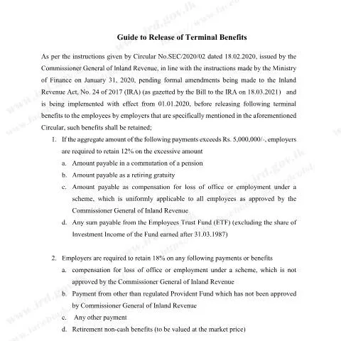 Document preview: Essential Steps for Navigating Terminal Benefits in Sri Lanka — Taxes