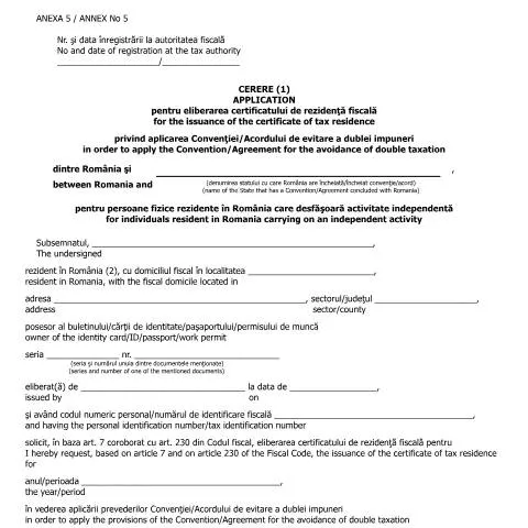 Document preview: Importanța certificatului de rezidență fiscală pentru activități — Impozite & fiscalitate (CERFA n°A5_OMFP_583_2016)