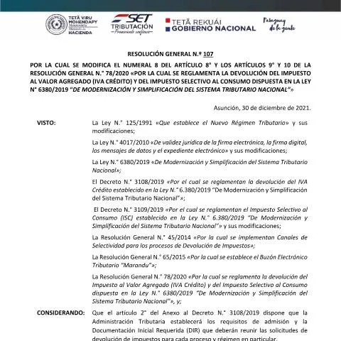 Vista previa del documento Guía para la devolución del IVA en Paraguay — Impuestos