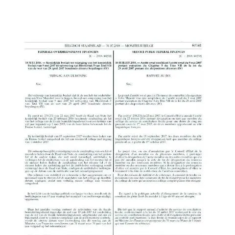 Aperçu du document Analyse du Koninklijk besluit du 18 juillet 2018 — Juridique & justice (CERFA n°KB AR 18 07 2018_0)