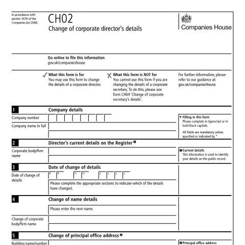 Document preview: How to File CH02 Form for Corporate Director Changes — Business