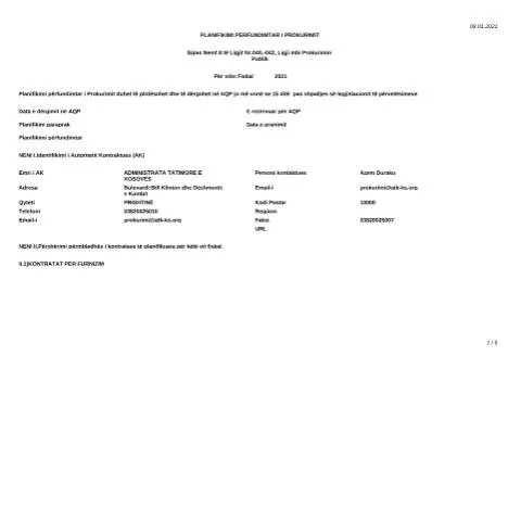 Document preview: Rëndësia e Planifikimit të Prokurimit për Vitin 2021 — Procedura administrative