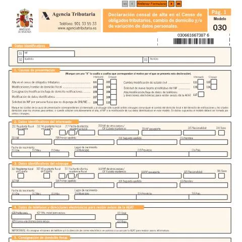 Vista previa del documento Modelo 030: Todo lo que Necesitas Saber para tu Declaración Censal — Impuestos (CERFA n°030)