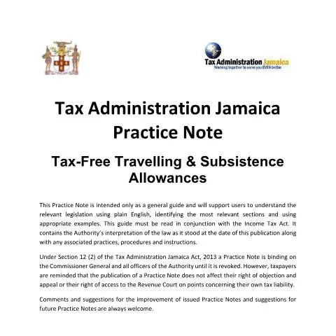 Document preview: Understanding Tax-Free Travelling Subsistence Allowances in Jamaica — Taxes (CERFA n°tax_free_travelling_allowance_01022022_02202022e)