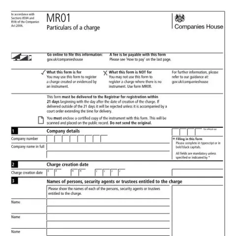 Document preview: Understanding MR01 Charge Registration Requirements at Companies House — Government & admin (MR01)