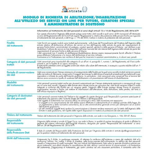 Anteprima documento Richiesta di abilitazione ai servizi online per rappresentanti e — Pratiche amministrative