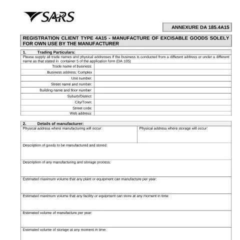 Document preview: Understanding the DA 185 4A15 Registration Form — Government & admin (CERFA n°DA 185 4A15)