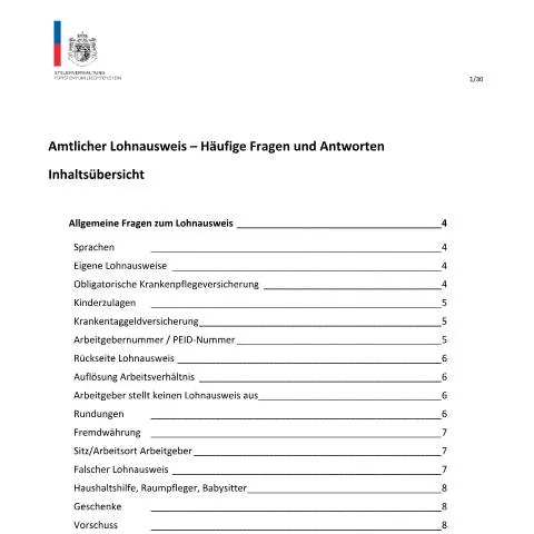 Dokumentvorschau: Wichtige Informationen zum Lohnausweis in Liechtenstein — Steuern (CERFA n°lohnausweis-haeufigste-fragen)
