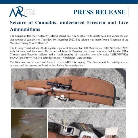 Document preview: Significant Drug and Firearm Seizure in Mauritius — Government & admin (PressRelease111220)