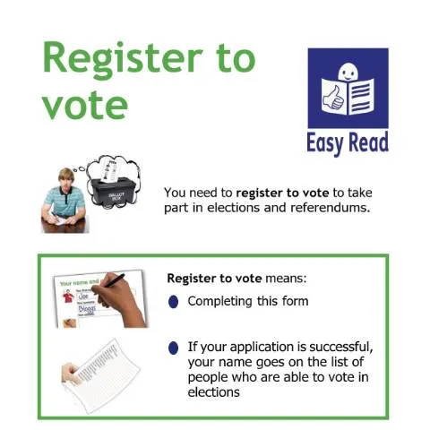 Document preview: Understanding the Easy Read Voting Registration Form — Government & admin