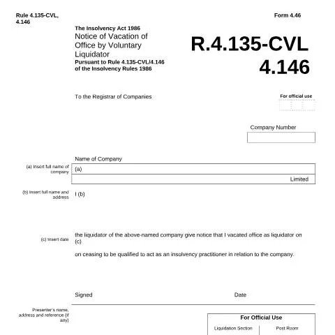 Document preview: Understanding the Notice of Vacation by a Voluntary Liquidator — Government & admin