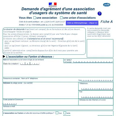 Aperçu du document Comment obtenir l'agrément pour une association d'usagers de santé — Démarches administratives (CERFA n°12623*02)