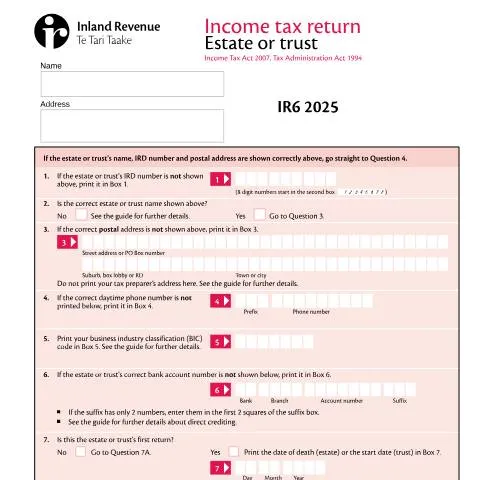 Document preview: Understanding the IR6 2025 Form for Estates and Trusts — Taxes (CERFA n°IR6)