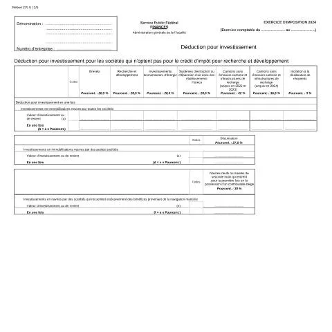Aperçu du document Maximisez vos ressources avec la Déduction pour Investissement — Impôts & fiscalité (CERFA n°121-275-u)