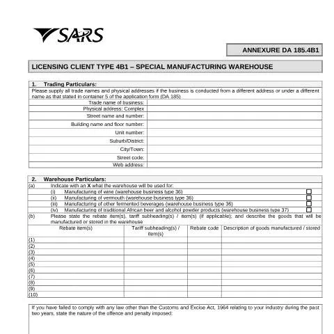 Document preview: Understanding the DA 185 4B1 Form for Compliance in Manufacturing — Government & admin (CERFA n°DA 185 4B1)