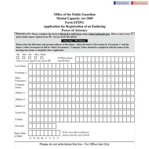 Document preview: Guide to Applying for Enduring Power of Attorney Registration — Legal & justice (EP2PG)