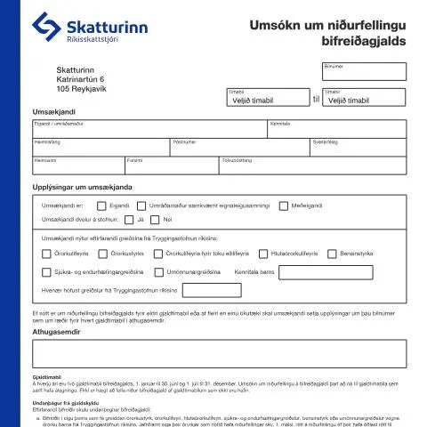 Document preview: Niðurfelling bifreiðagjalds: Hvernig á að sækja? — Stjórnsýsla (CERFA n°RSK 15.23)