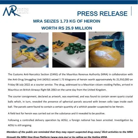 Document preview: Insights into MRA's Recent Heroin Seizure — Government & admin (PressRelease130722)