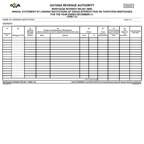 Document preview: Understanding the GRA Mortgage Interest Relief Annual Statement Form — Taxes