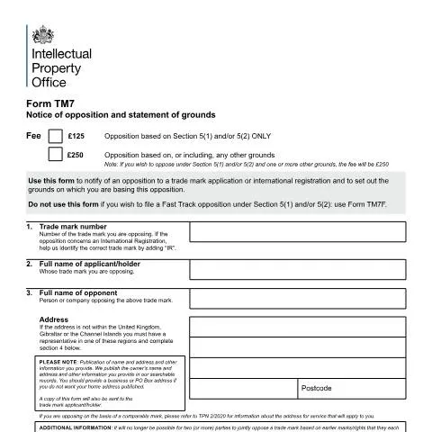 Document preview: Filing Opposition Grounds Against UK Trade Mark Applications — Government & admin