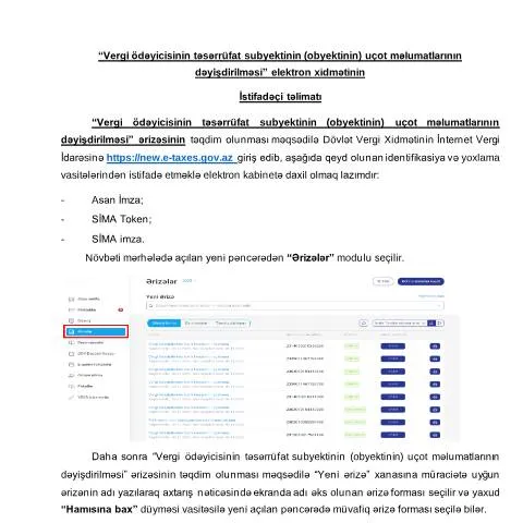 Document preview: Vergi ödəyicisinin təsərrüfat subyektinin uçot məlumatlarını necə — Vergilər & maliyyə