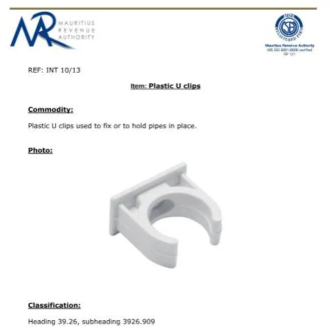 Document preview: Understanding Plastic U Clips Classification Requirements — Government & admin (PlasticUClips)