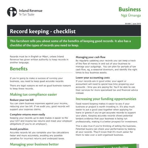 Document preview: Essential Guide to the IR1008 Record Keeping Checklist — Government & admin (CERFA n°IR1008)
