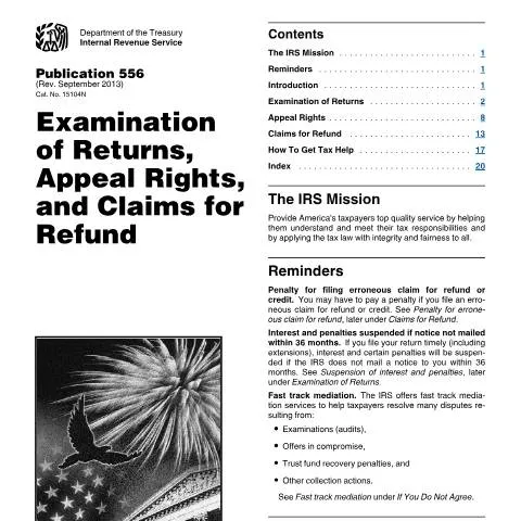 Document preview: Navigating IRS Publication 556 for Tax Examinations — Taxes (CERFA n°PUB-556)