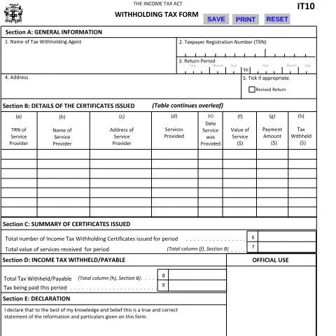 Document preview: Understanding the Income Tax Withholding Return in Jamaica — Taxes (CERFA n°income_tax_withholding_return)